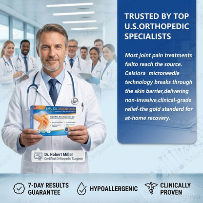 👨‍⚕️Celsiora® Advanced Targeted Emu Oil & Magnesium Microneedle Joint Pain Relief Patch (Starts Working in Minutes on Joints, Soothes Nerves, and Kills Nerve & Muscle Pain)