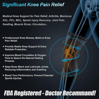 🌿🦵Ourlyard® Professional Knee Brace for Pain Relief, Medical Knee Brace with Patellar Pad and Lateral Stabilizer, Compression Knee Brace for Meniscus Tear, ACL, Joint Pain, Runners, Workout - FSA/HSA Eligible