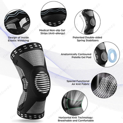 🌿🦵Ourlyard® Professional Knee Brace for Pain Relief, Medical Knee Brace with Patellar Pad and Lateral Stabilizer, Compression Knee Brace for Meniscus Tear, ACL, Joint Pain, Runners, Workout - FSA/HSA Eligible