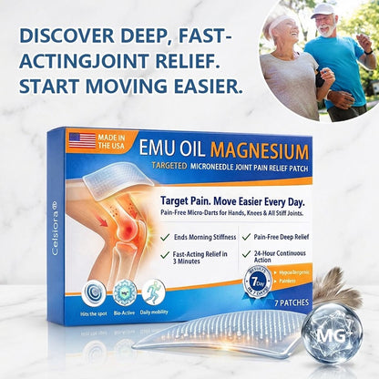 👨‍⚕️Celsiora® Advanced Targeted Emu Oil & Magnesium Microneedle Joint Pain Relief Patch (Starts Working in Minutes on Joints, Soothes Nerves, and Kills Nerve & Muscle Pain)